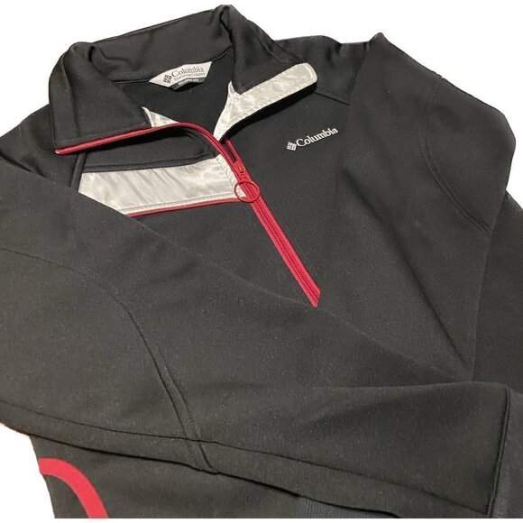 Columbia Womens Track Jacket Zip Front Size Small Black White with Red Detail - Picture 2 of 6